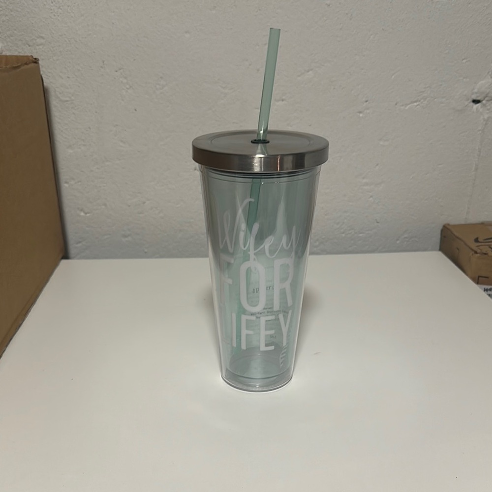 Wifey for Lifey Silver Lid Tumbler with Straw